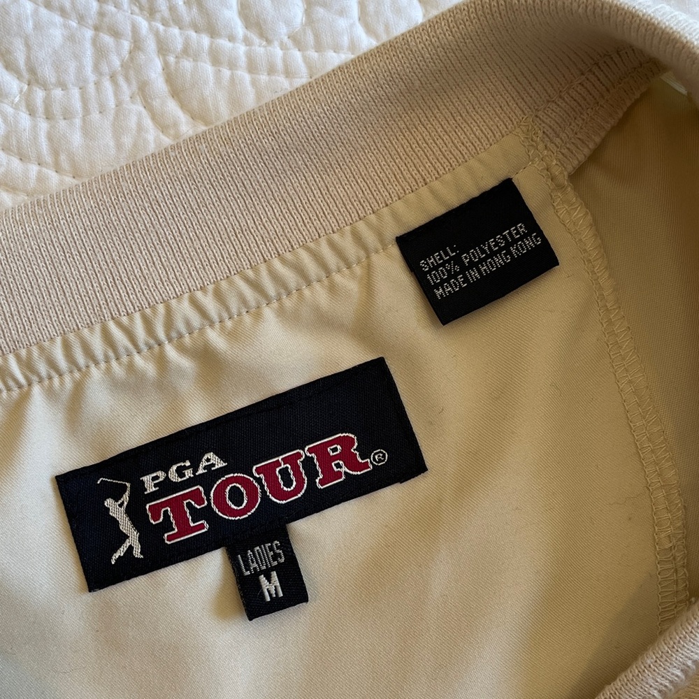 PGA‎ Tour Windbreaker Pullover Top Women's M World Cup Kiawah V-Neck Beige Golf - Picture 2 of 16